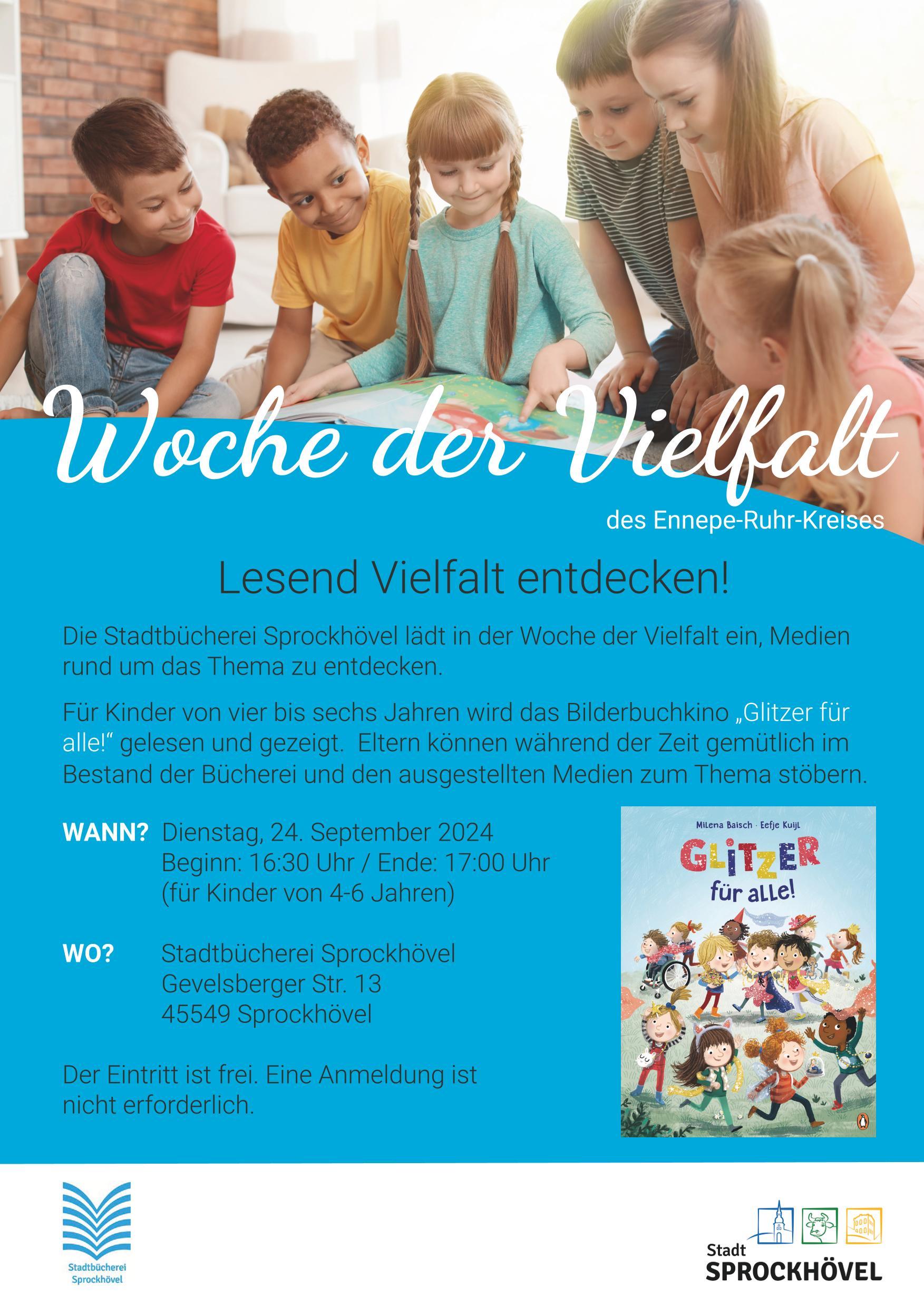 Plakat für das Bilderbuchkino bei der Woche der Vielfalt