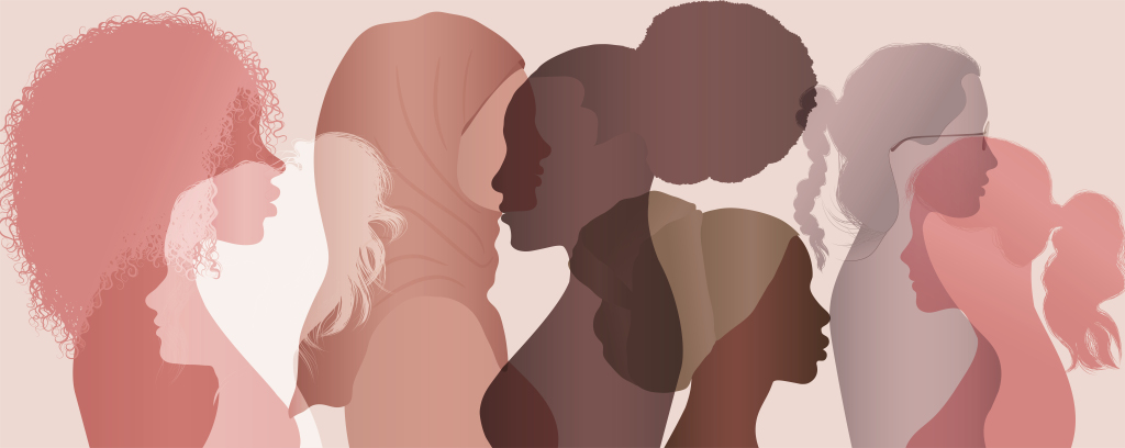 Communication group of multicultural diversity women and girls - face silhouette profile. Female social network community of diverse culture. Racial equality.Friendship. Colleagues.Speak Communication group of multicultural diversity women and girls - face silhouette profile. Female social network community of diverse culture. Racial equality.Friendship. Colleagues.Speak