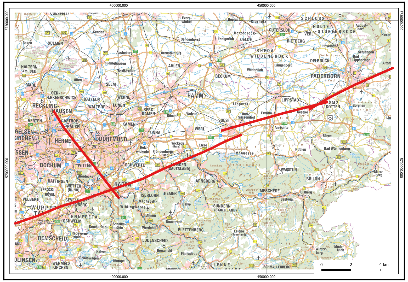 Übersichtskarte Westfälischer Hellweg