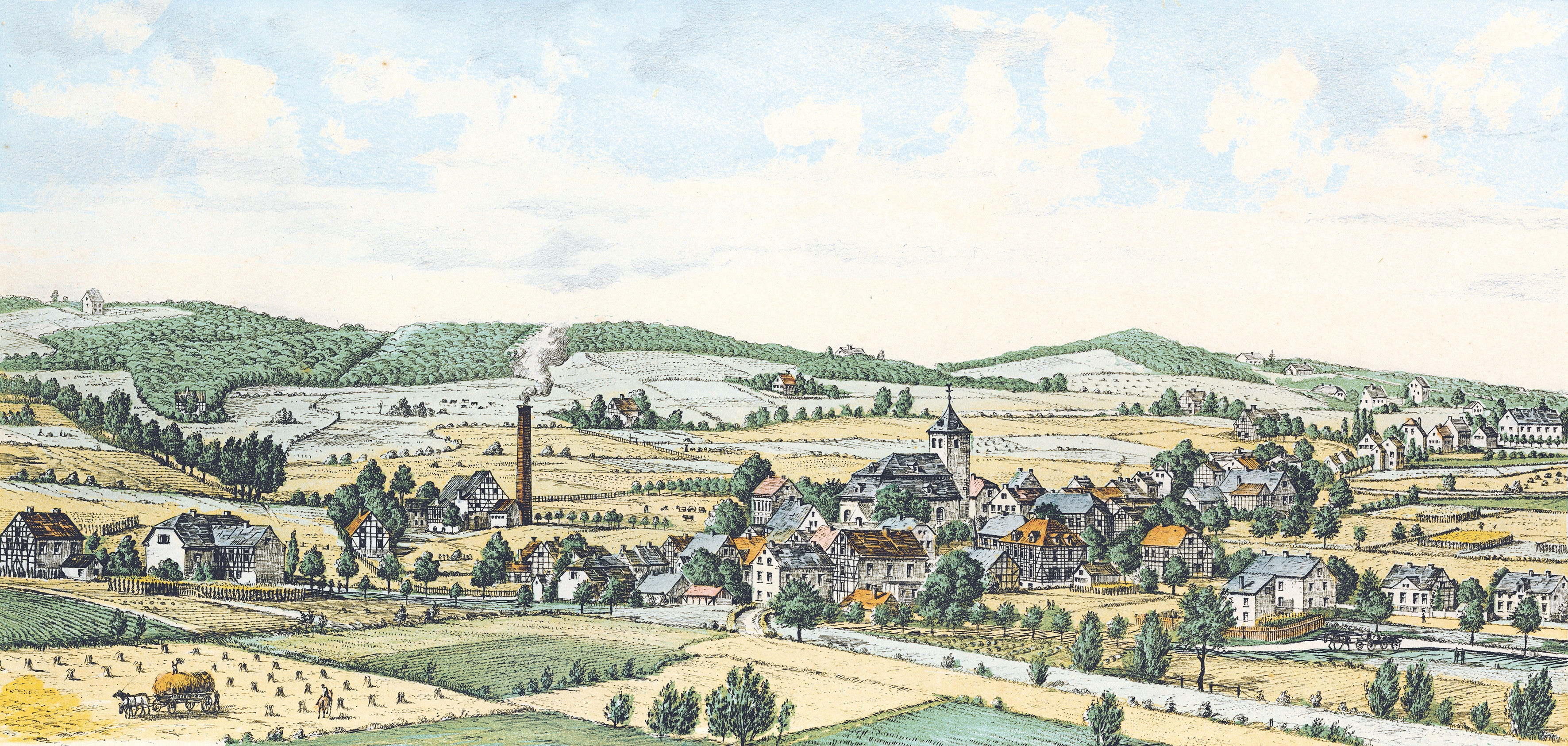 Ansicht 1875 Farbradierung